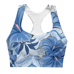Angels Trumpet (Blue) Longline Sports Bra