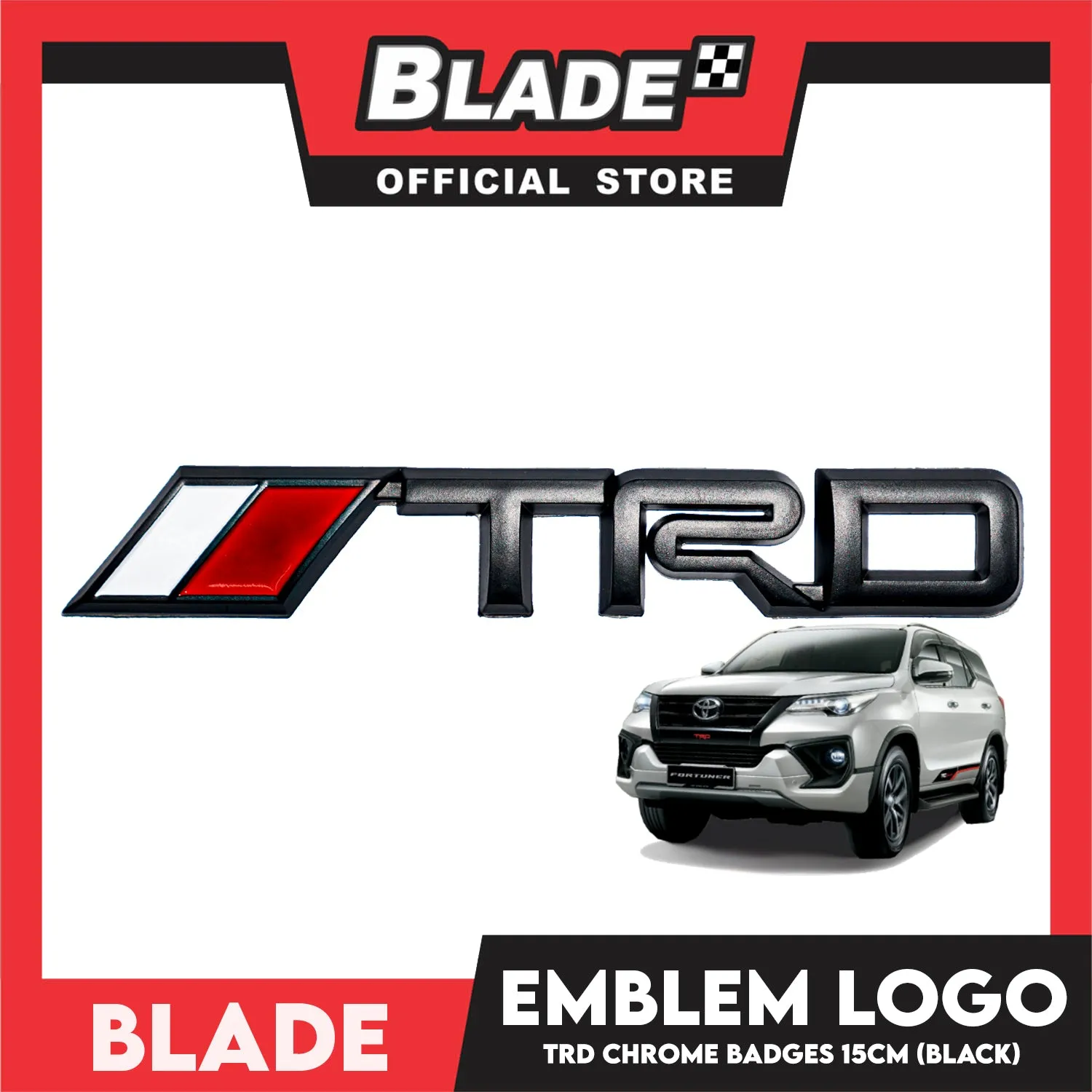 Auto Car Emblem Logo Chrome Badge Sticker Decals with 3M Adhesive for Tacoma Tundra Truck Pickup SUV Sedan 15cm BDT-174BK (TRD)