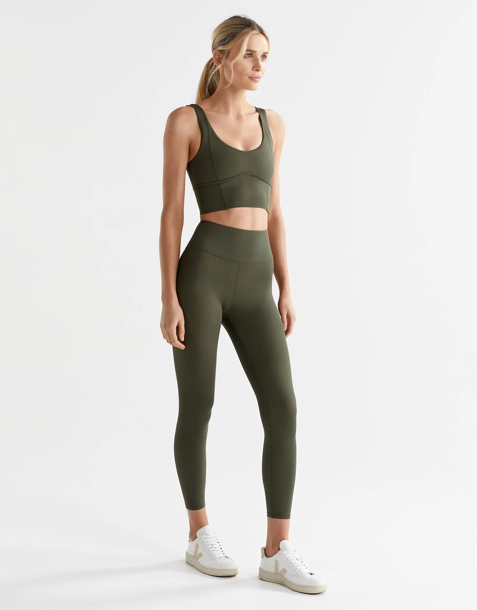 Ava Long Sports Bra - Army Green