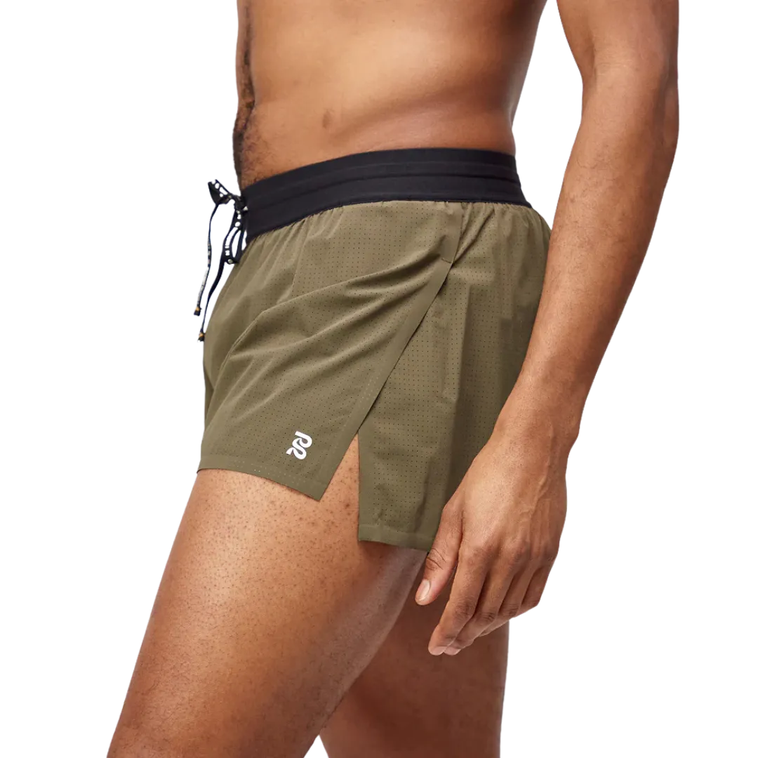 Bandit Running Mens Vento 3" Splitty Shorts - Dark Fatigue