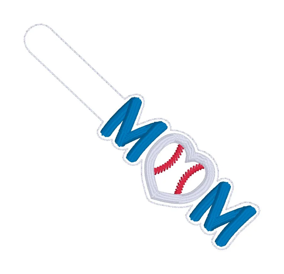 Baseball Softball Mom Applique snap tab machine embroidery file (single & multi file included) DIGITAL DOWNLOAD