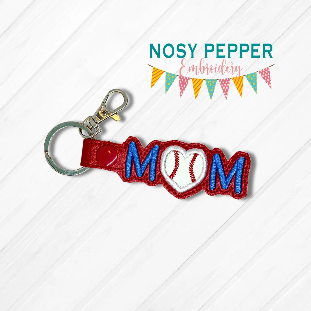 Baseball Softball Mom Applique snap tab machine embroidery file (single & multi file included) DIGITAL DOWNLOAD