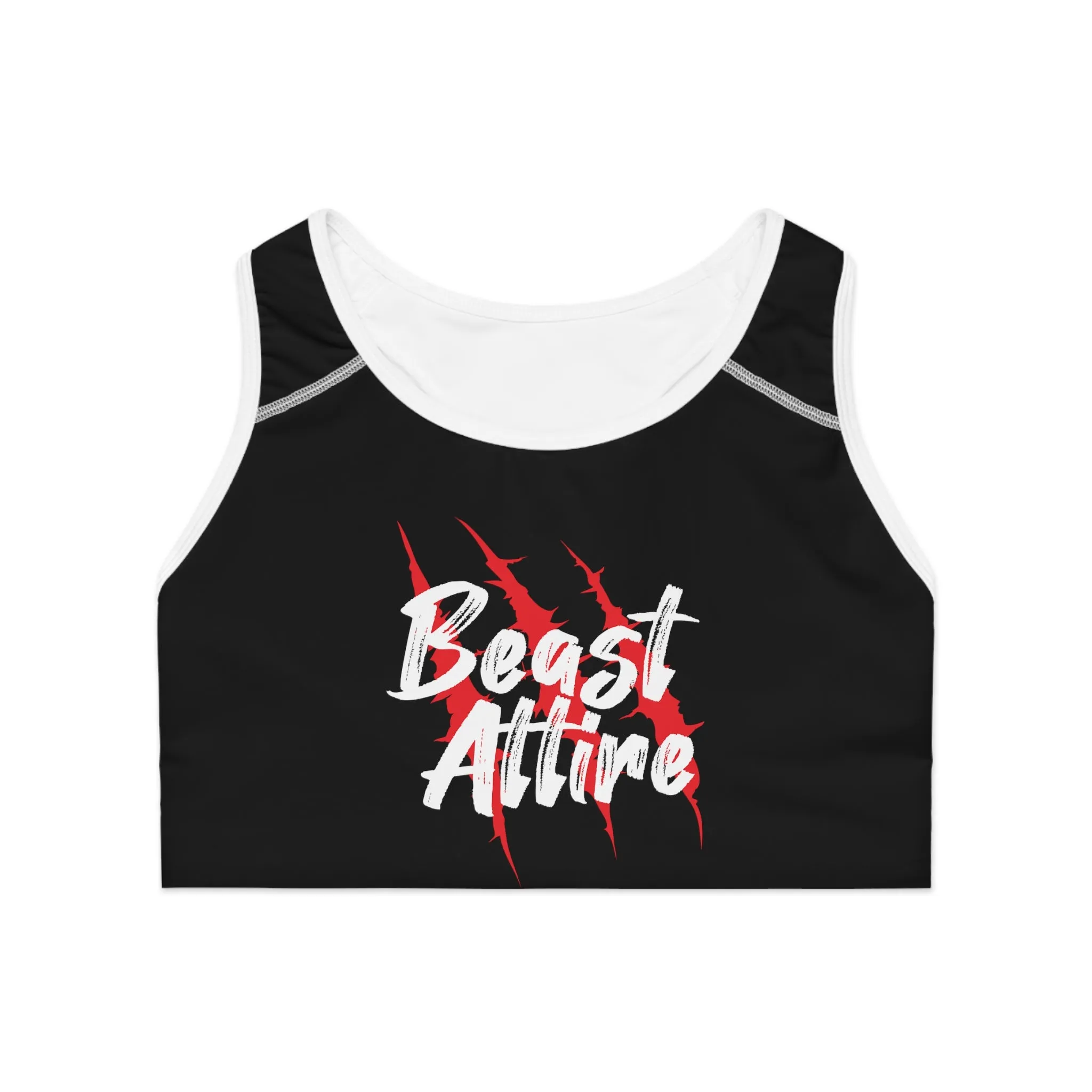 Beast Attire Black Sports Bra (AOP)