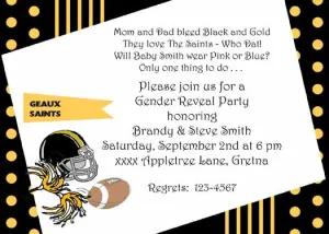 BLACK AND GOLD FOOTBALL CUSTOM INVITATION