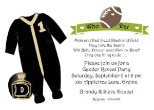 BLACK AND GOLD FOOTBALL SLEEPER CUSTOM INVITATION