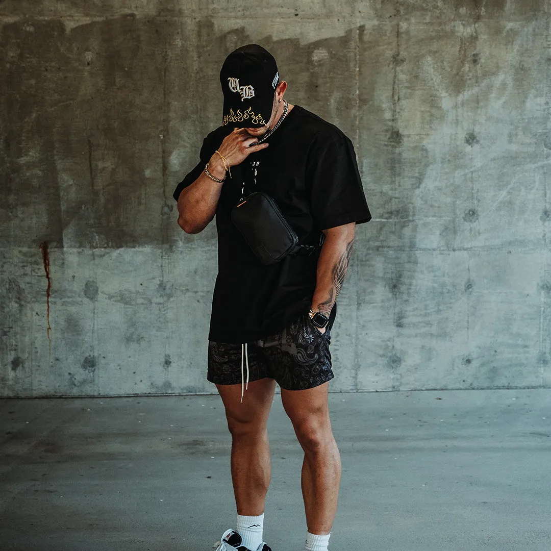 Black / Black Paisley Mesh Shorts