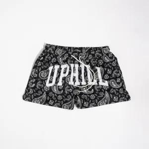 Black Paisley Mesh Shorts