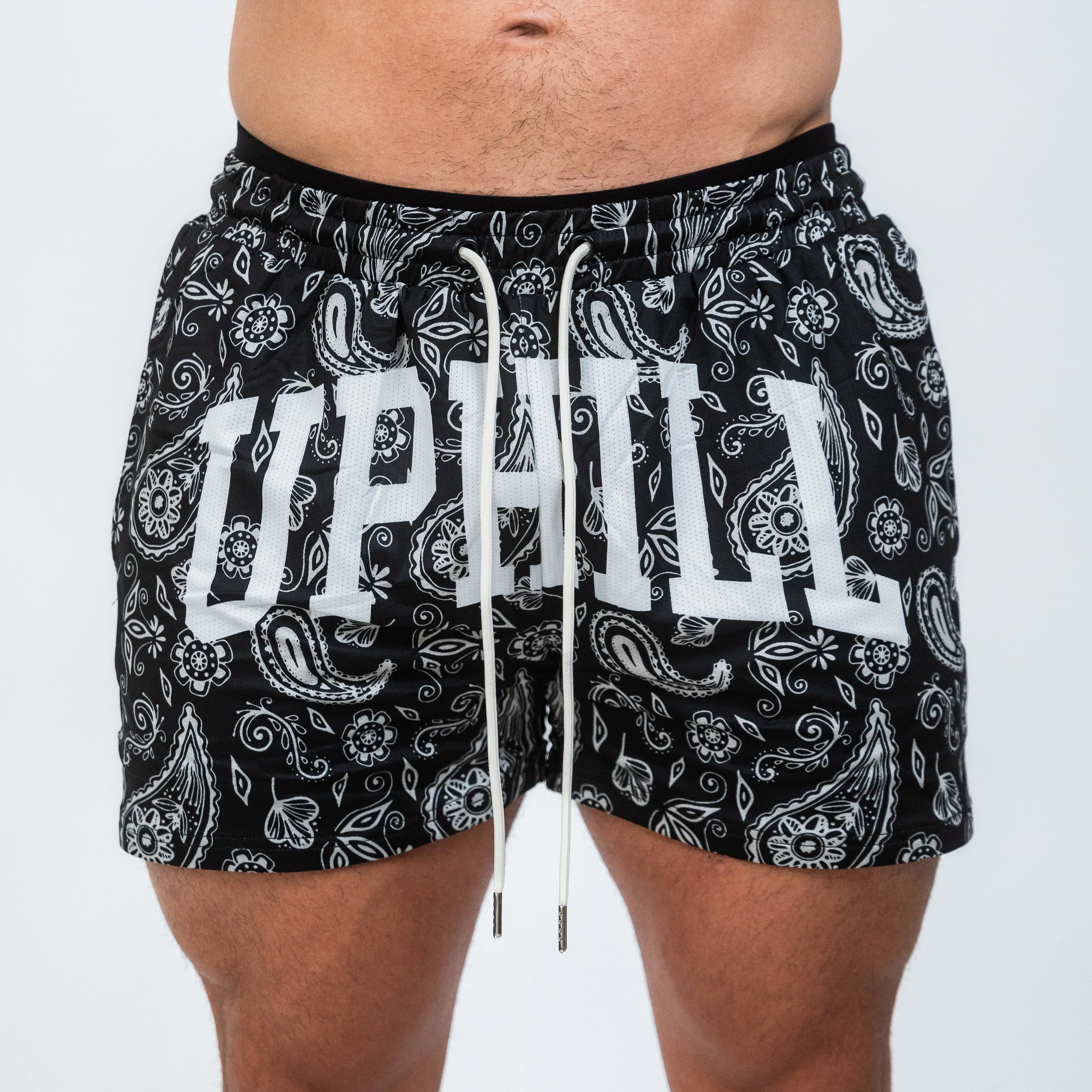 Black Paisley Mesh Shorts