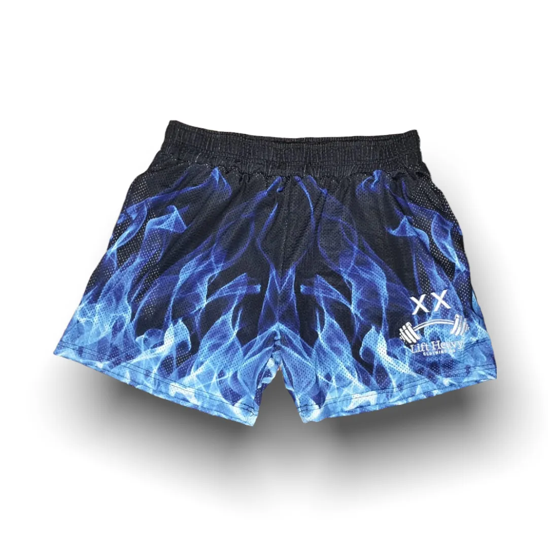 BLUE FLAME MESH SHORTS