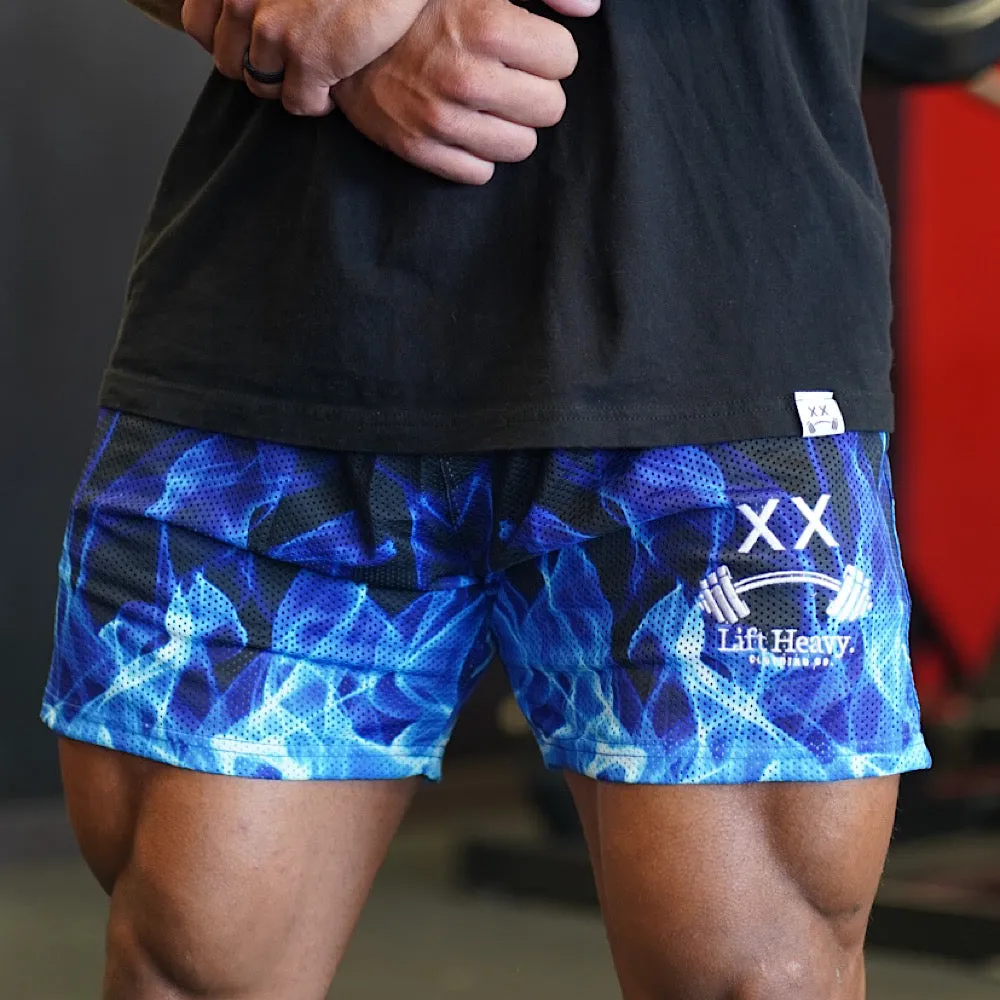 BLUE FLAME MESH SHORTS
