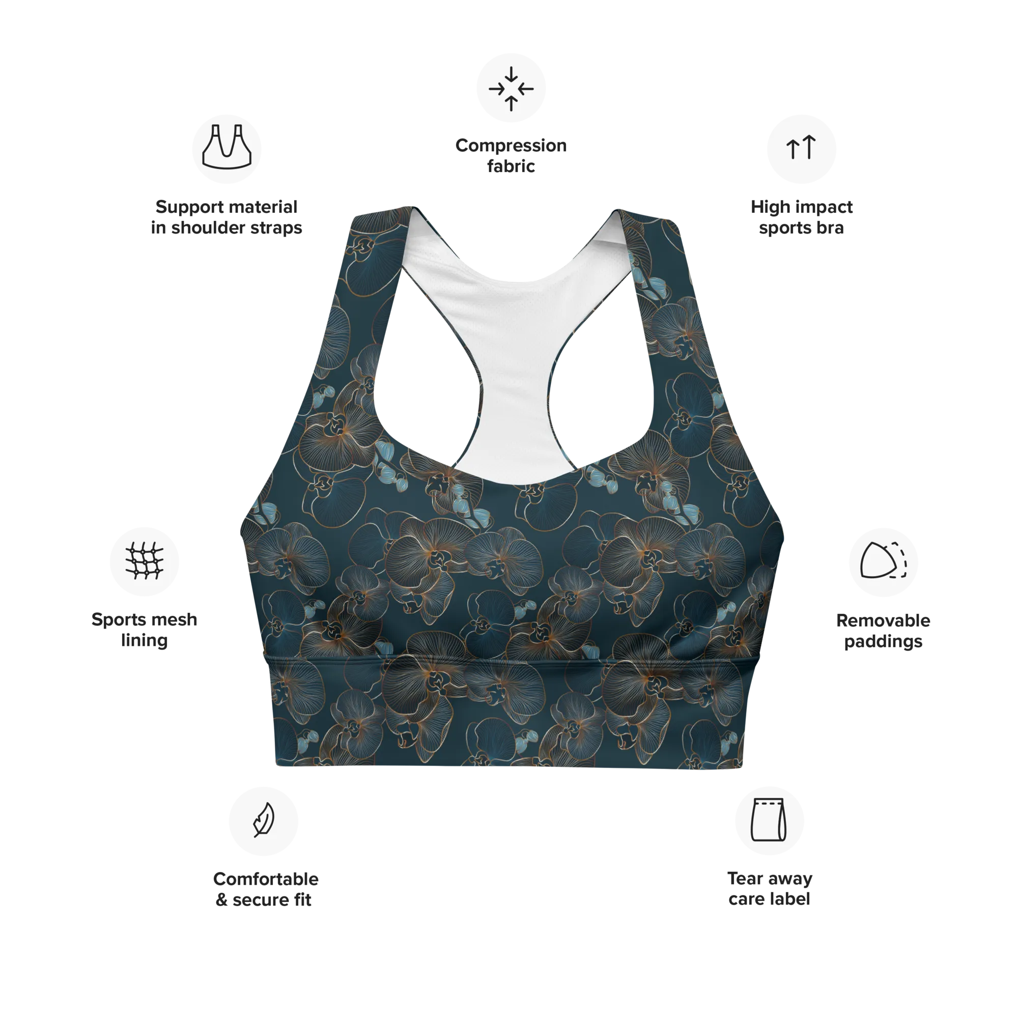 Blue Orchid Longline Sports Bra