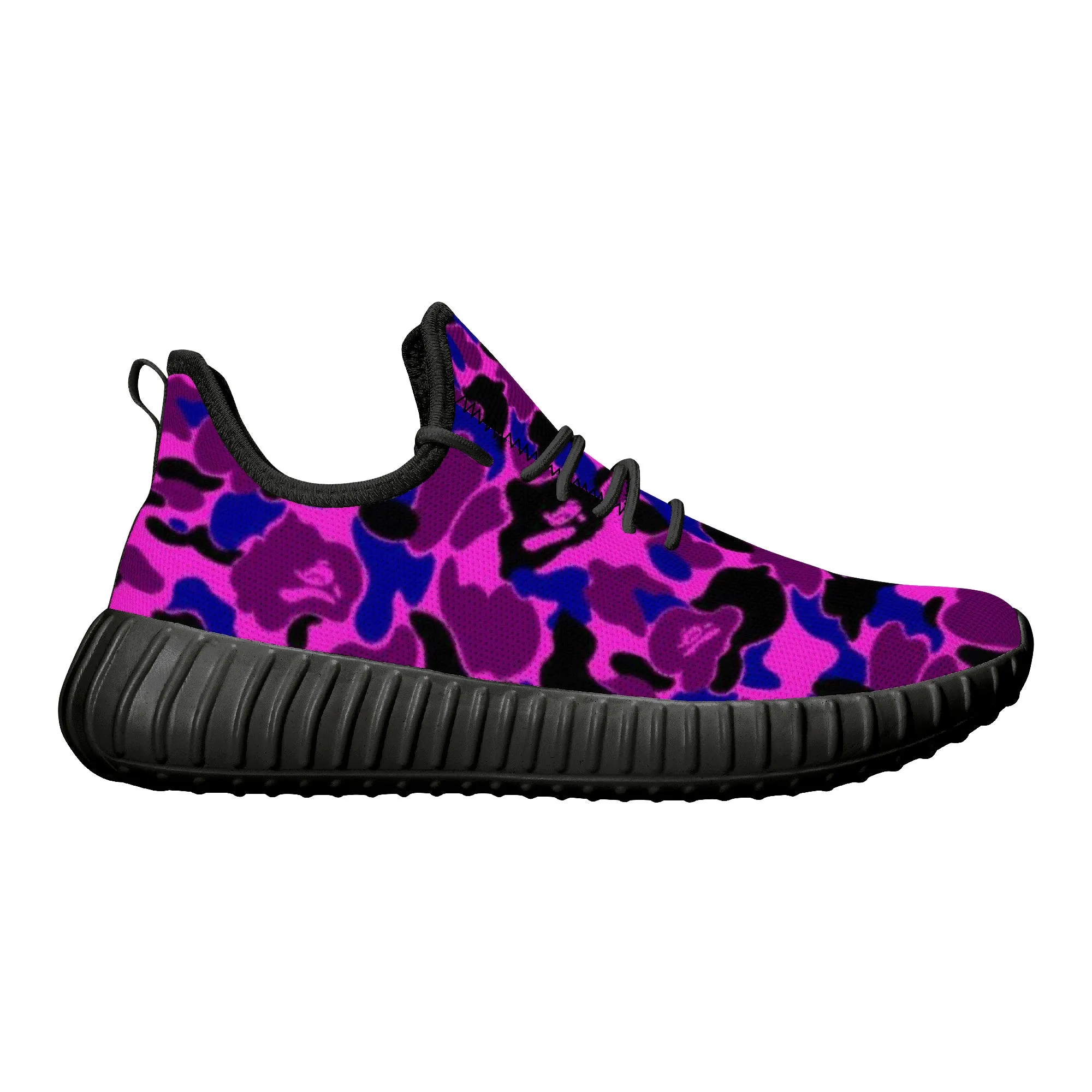 Blue Purple B Ape Camo Pattern Premium Sneakers