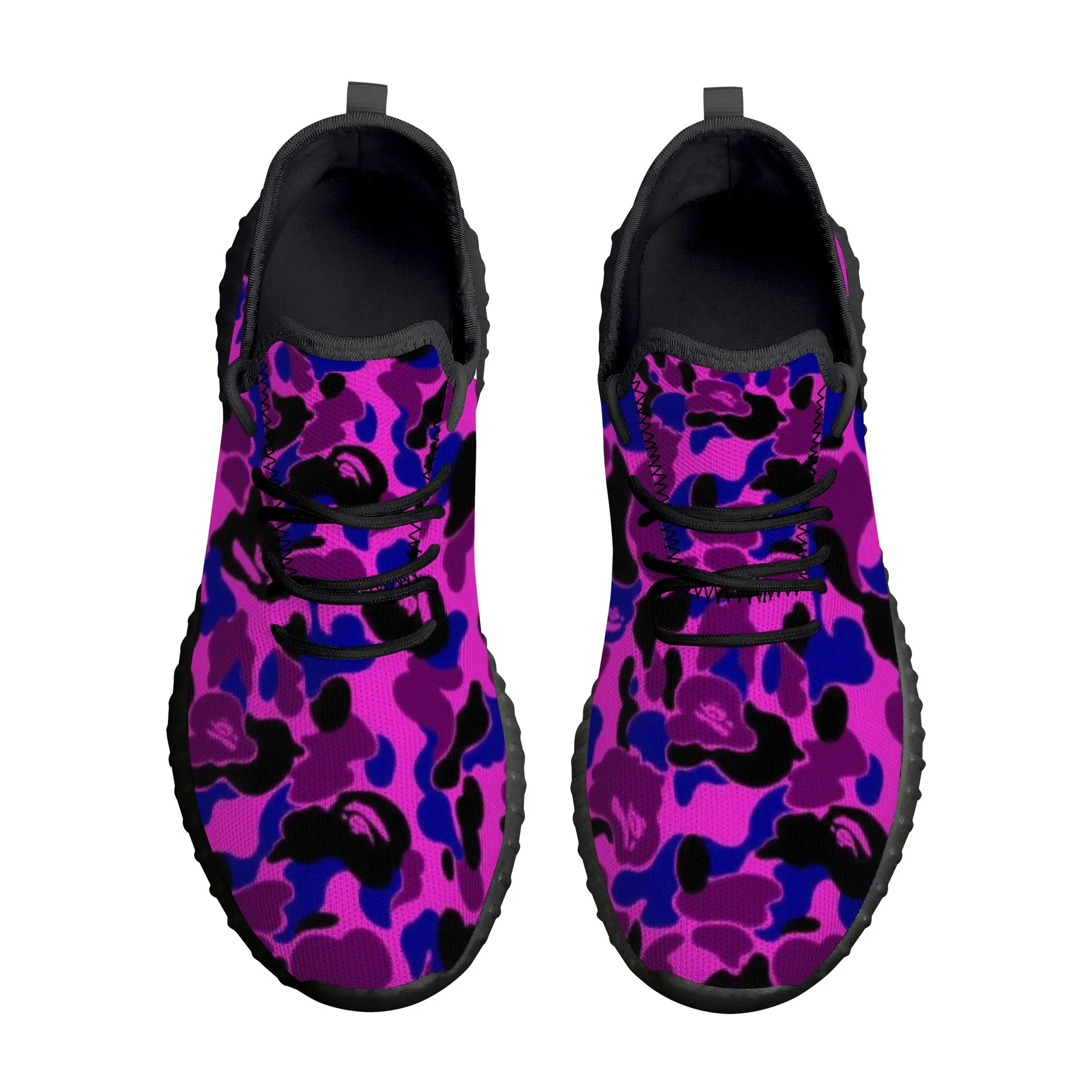Blue Purple B Ape Camo Pattern Premium Sneakers