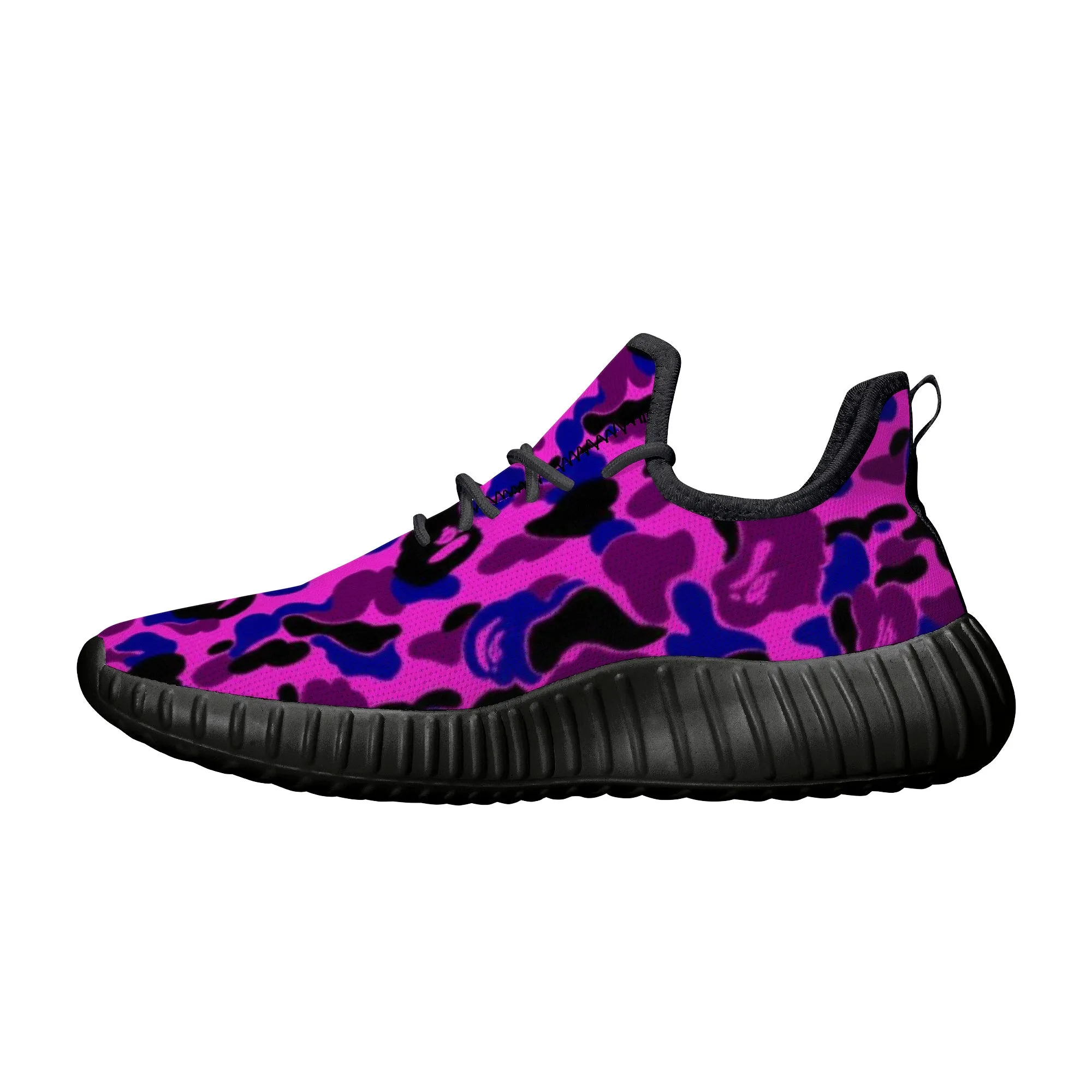Blue Purple B Ape Camo Pattern Premium Sneakers