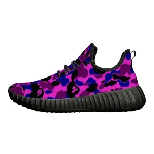 Blue Purple B Ape Camo Pattern Premium Sneakers
