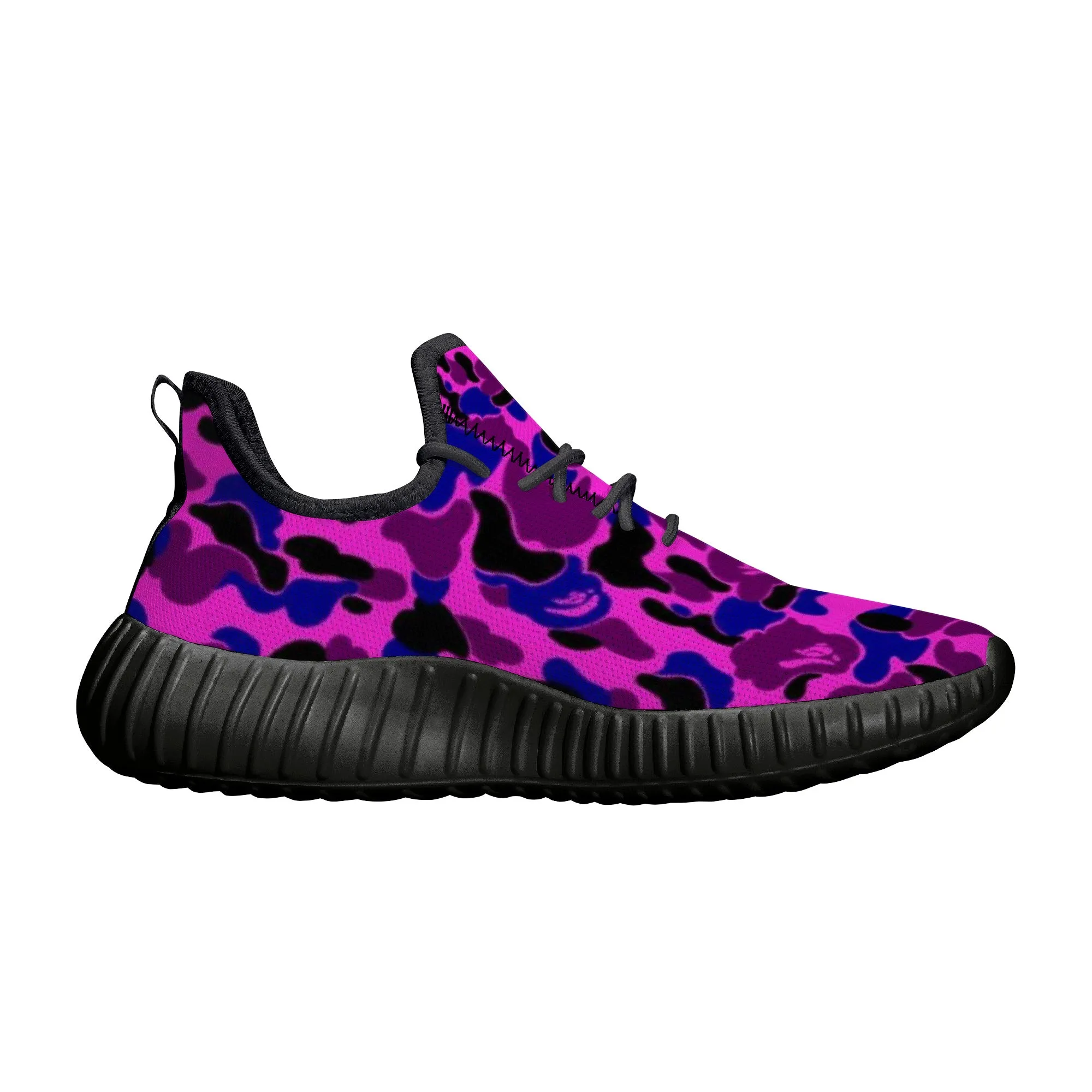 Blue Purple B Ape Camo Pattern Premium Sneakers