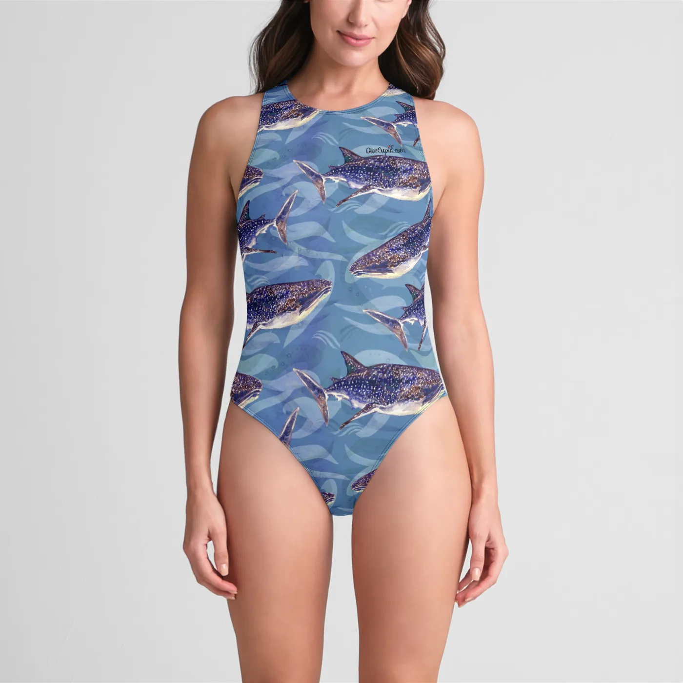 Blue Whale Shark One-Piece Zip-back Swimsuit UPF 50 