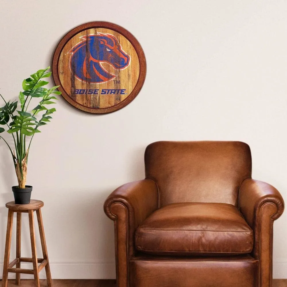 Boise State Broncos: Weathered "Faux" Barrel Top Sign