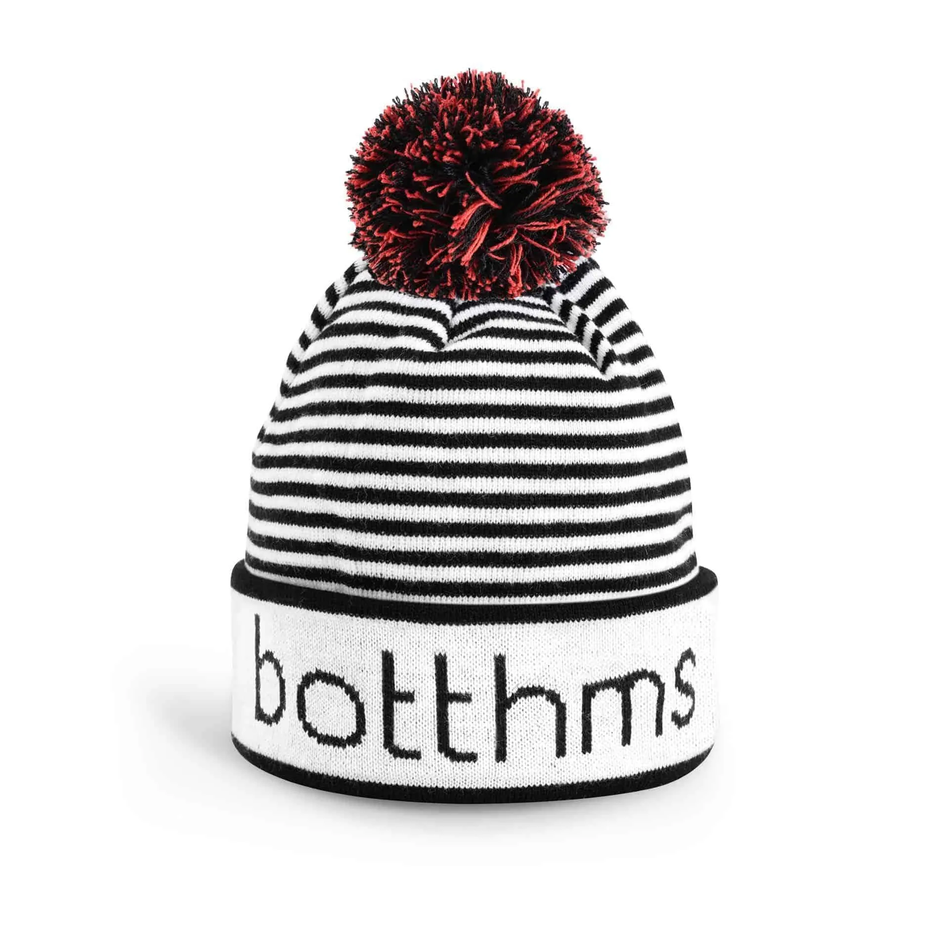 botthms Beanie White/Black and Red