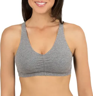 Brand new Fruit of the Loom Women's Shirred Front Built-Up Sports Bra, Sz M, Dark Heather Grey, darker grey than shown