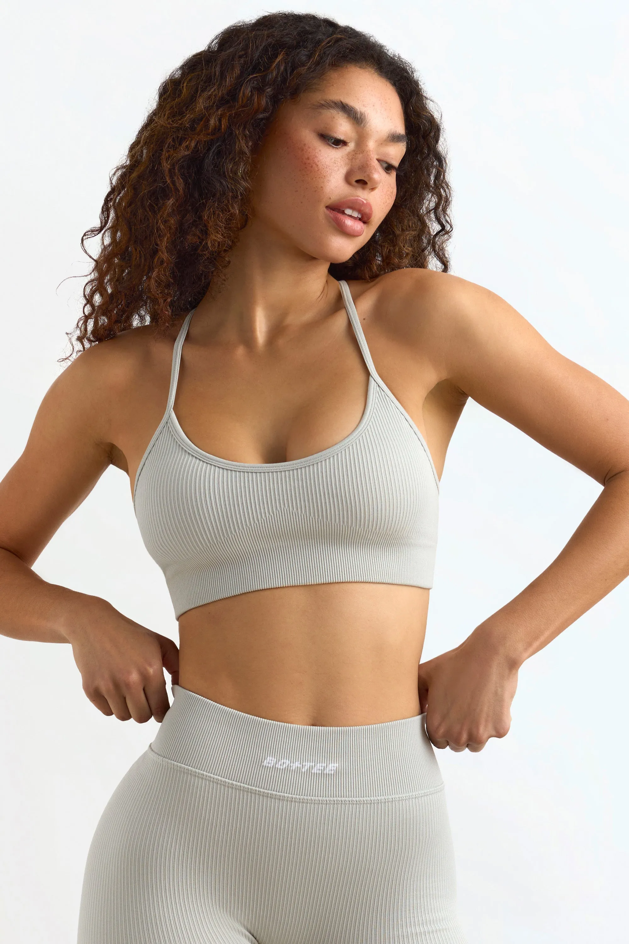 Breathe - FlexiRib Scoop Neck Sports Bra in Grey