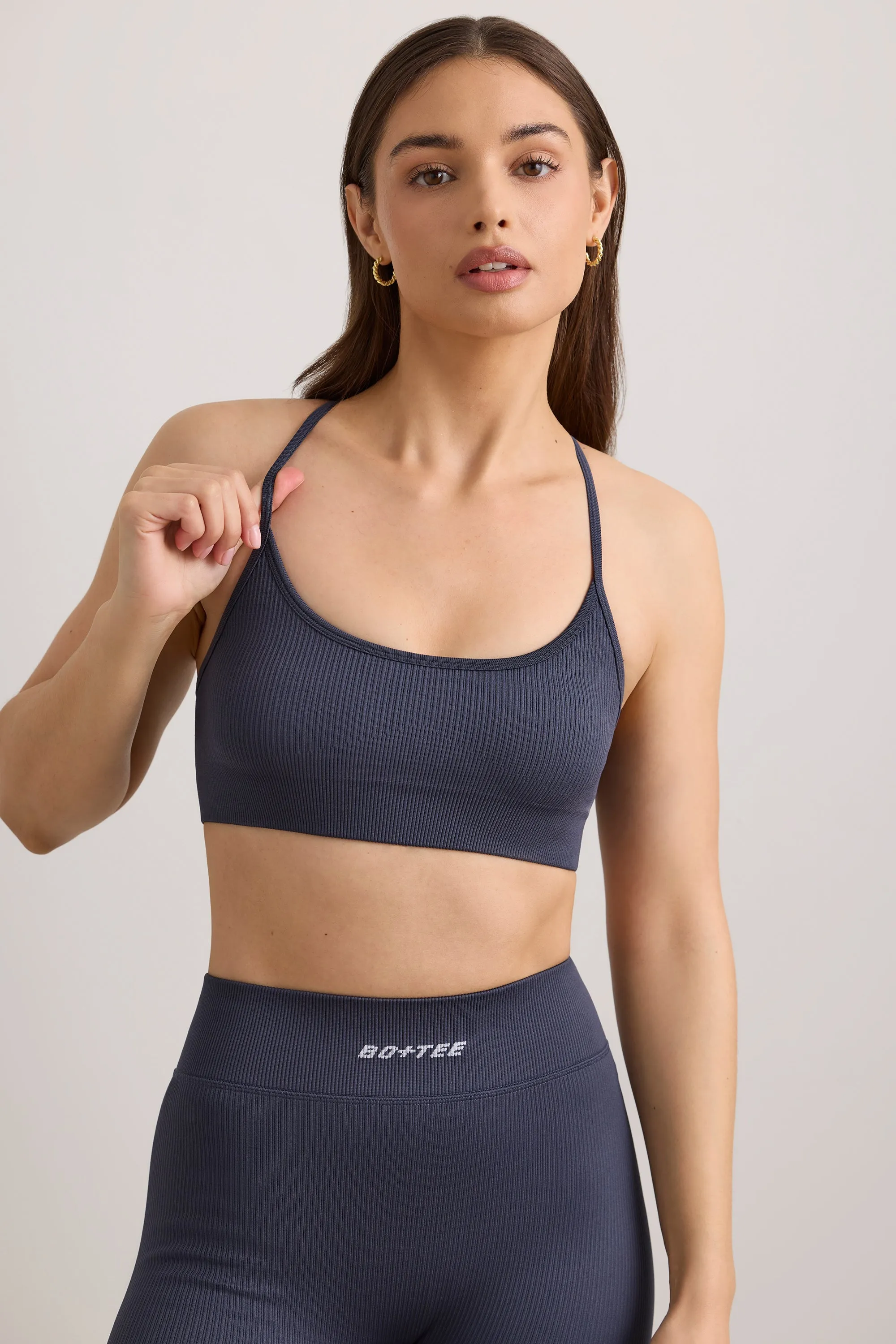 Breathe - FlexiRib Scoop Neck Sports Bra in Slate