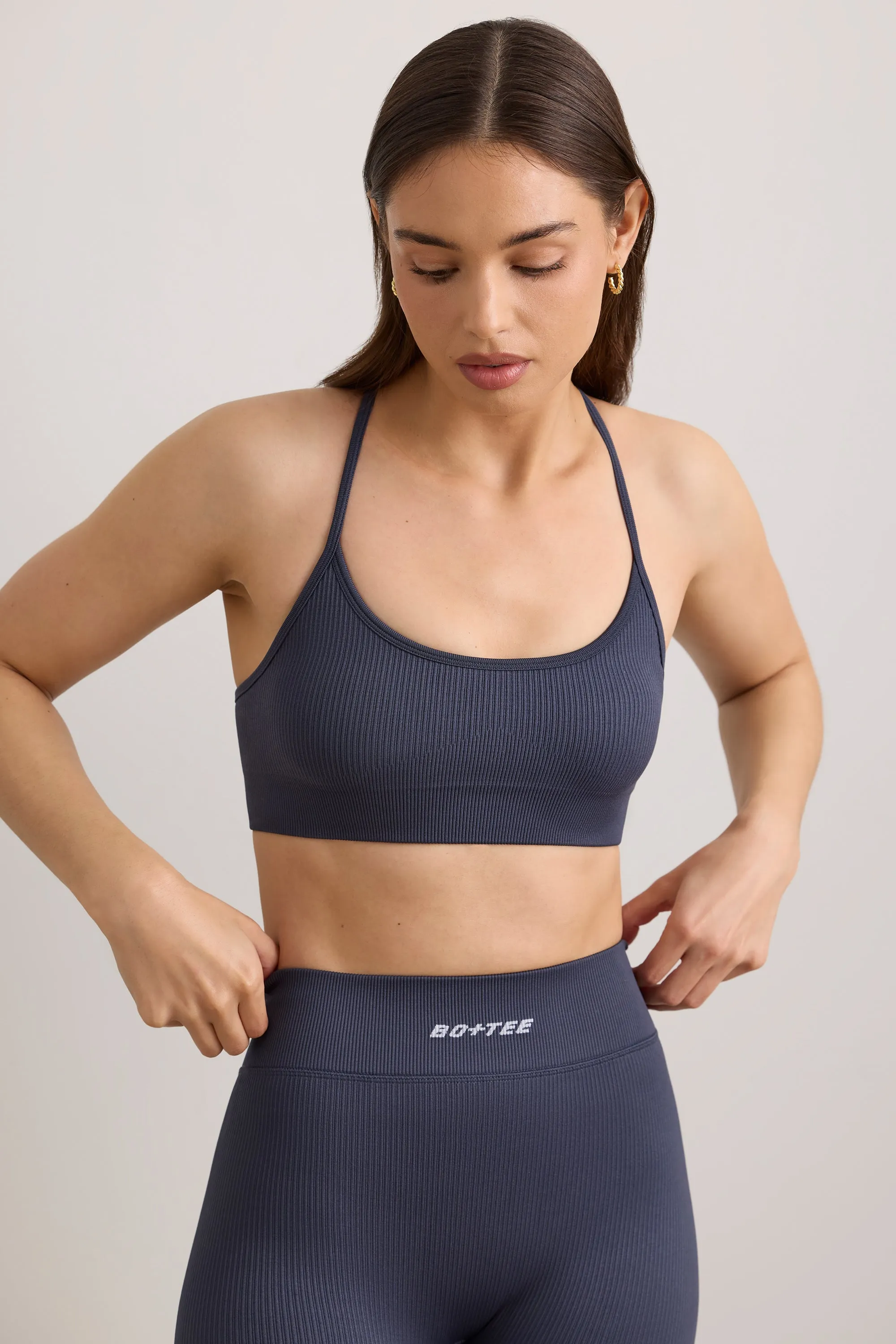 Breathe - FlexiRib Scoop Neck Sports Bra in Slate