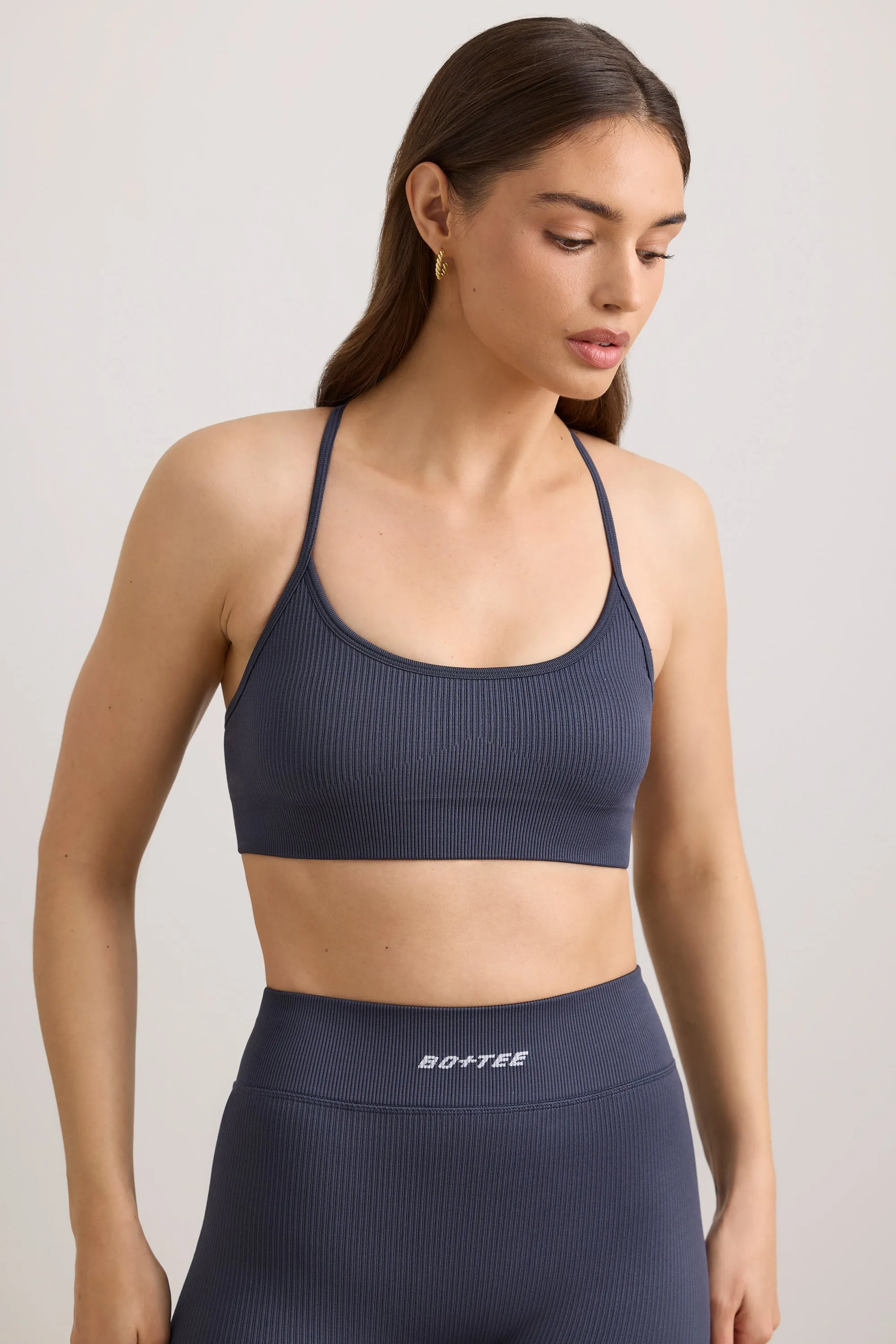Breathe - FlexiRib Scoop Neck Sports Bra in Slate
