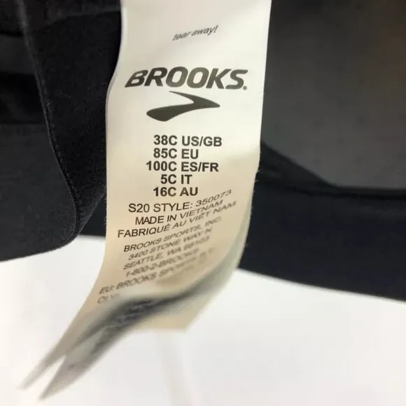 Brooks Women’s Dare Black Racerback Sports Bra Size 38C
