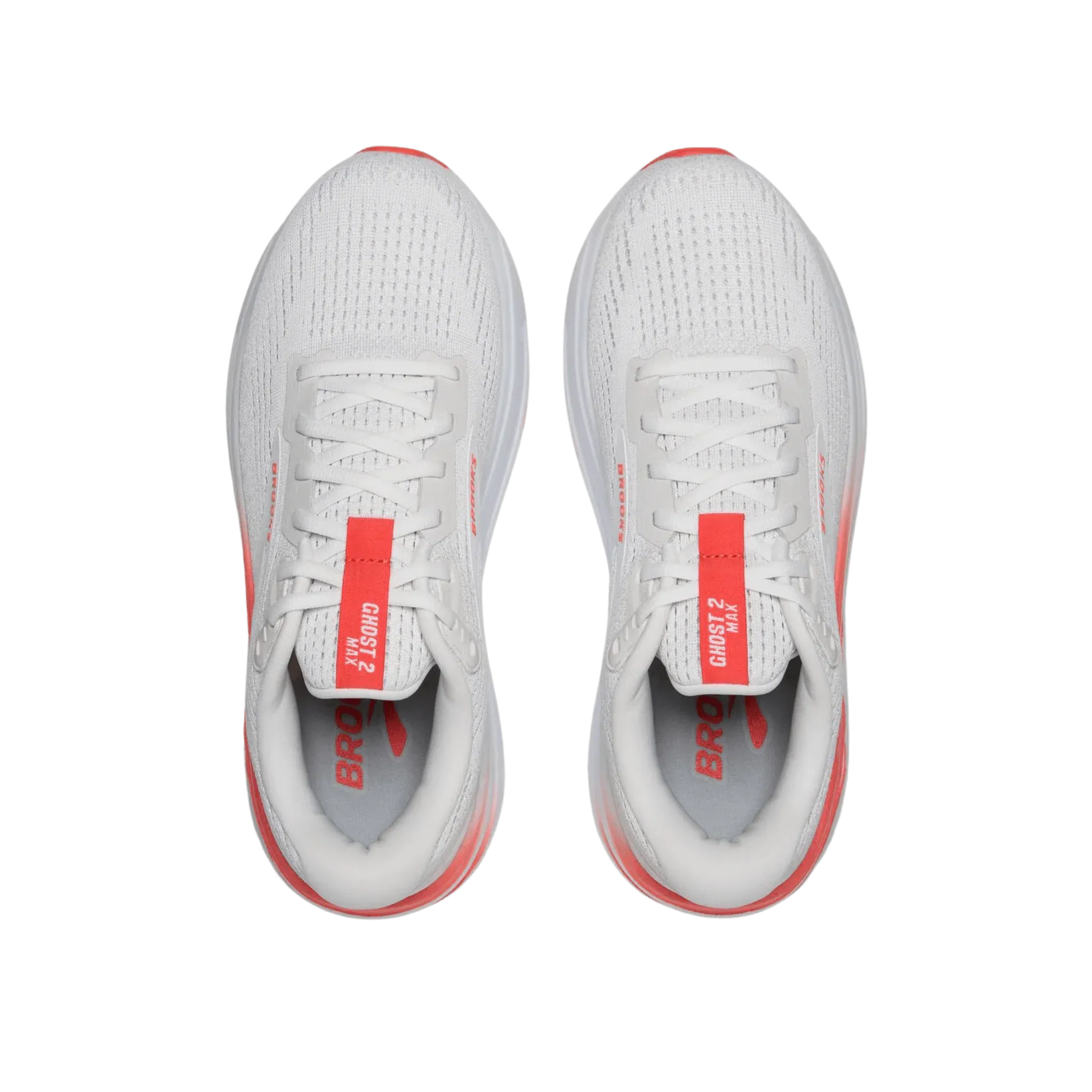 Brooks Women's Ghost Max 2 Running Shoe - White/Hot Coral 1204201B174