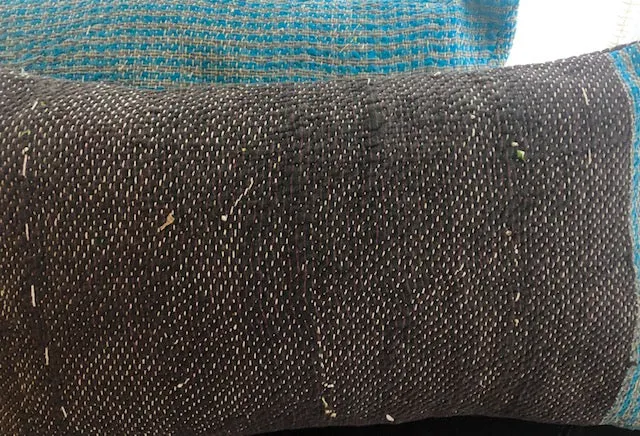 Brown-Blue trim Kantha Cushion Cover