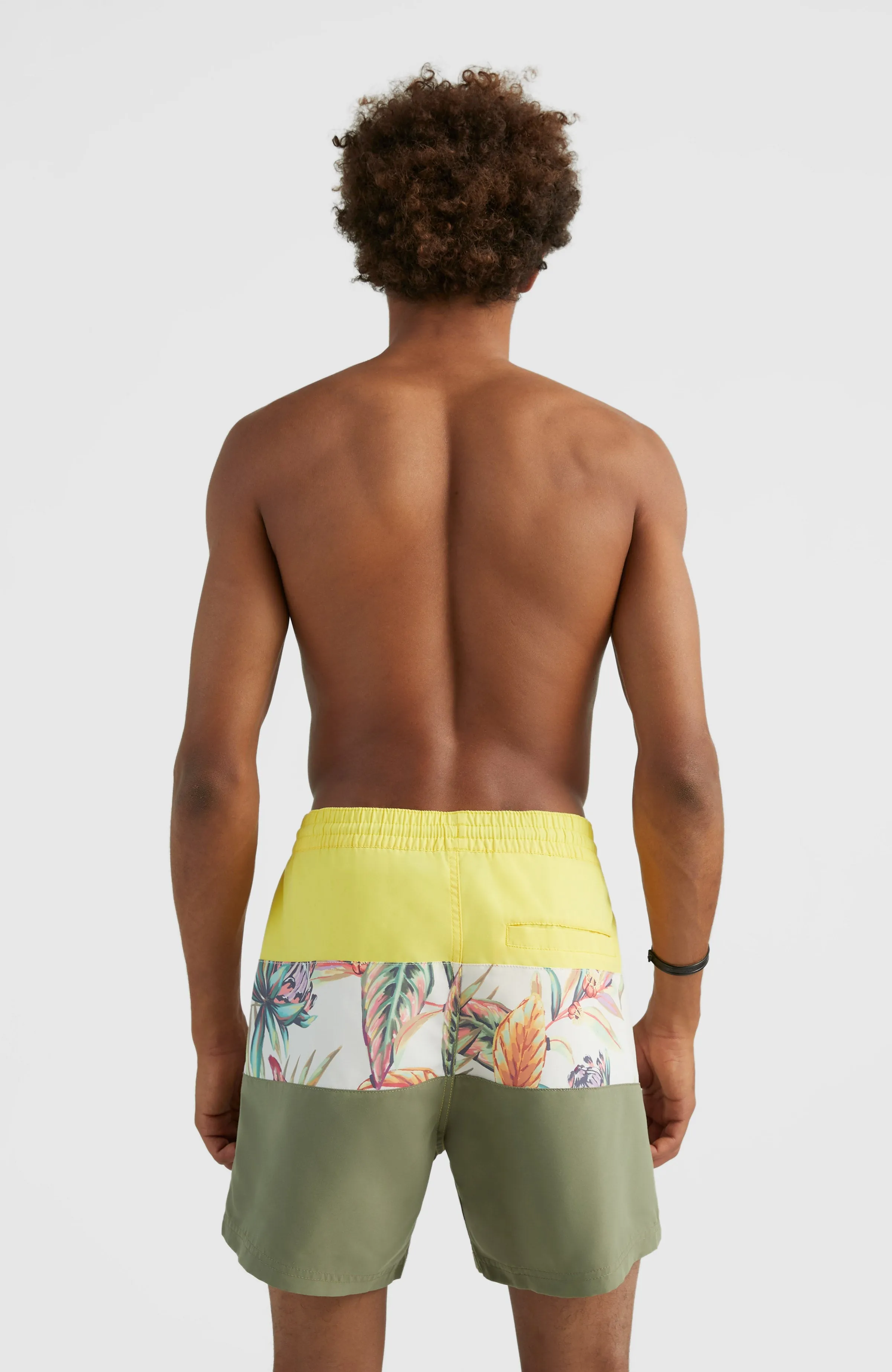 Cali Block 15'' Badehose | White Tropical Flower