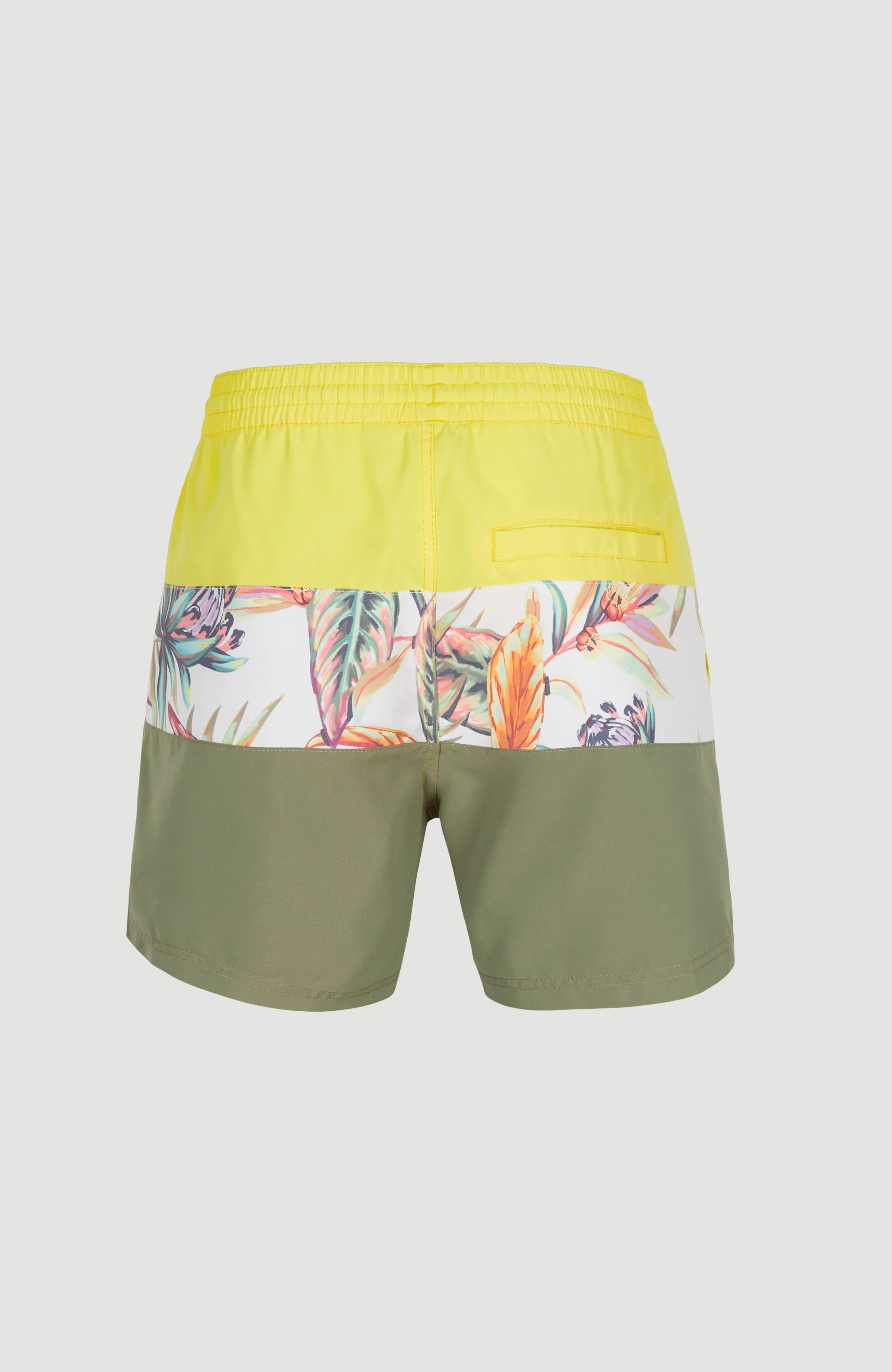 Cali Block 15'' Badehose | White Tropical Flower