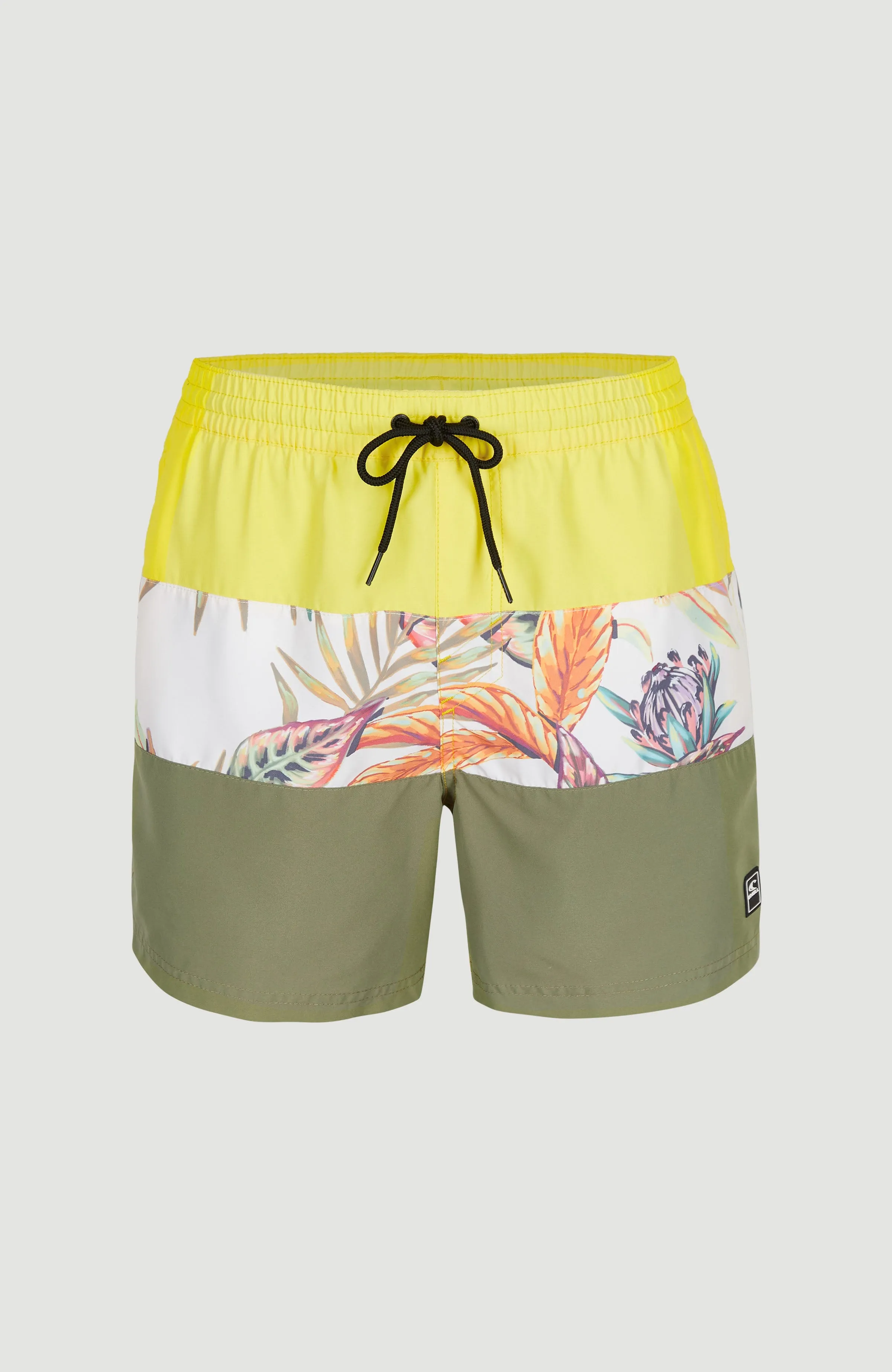 Cali Block 15'' Badehose | White Tropical Flower