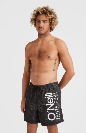 Cali Floral 16'' Badehose | Black Tonal Flower