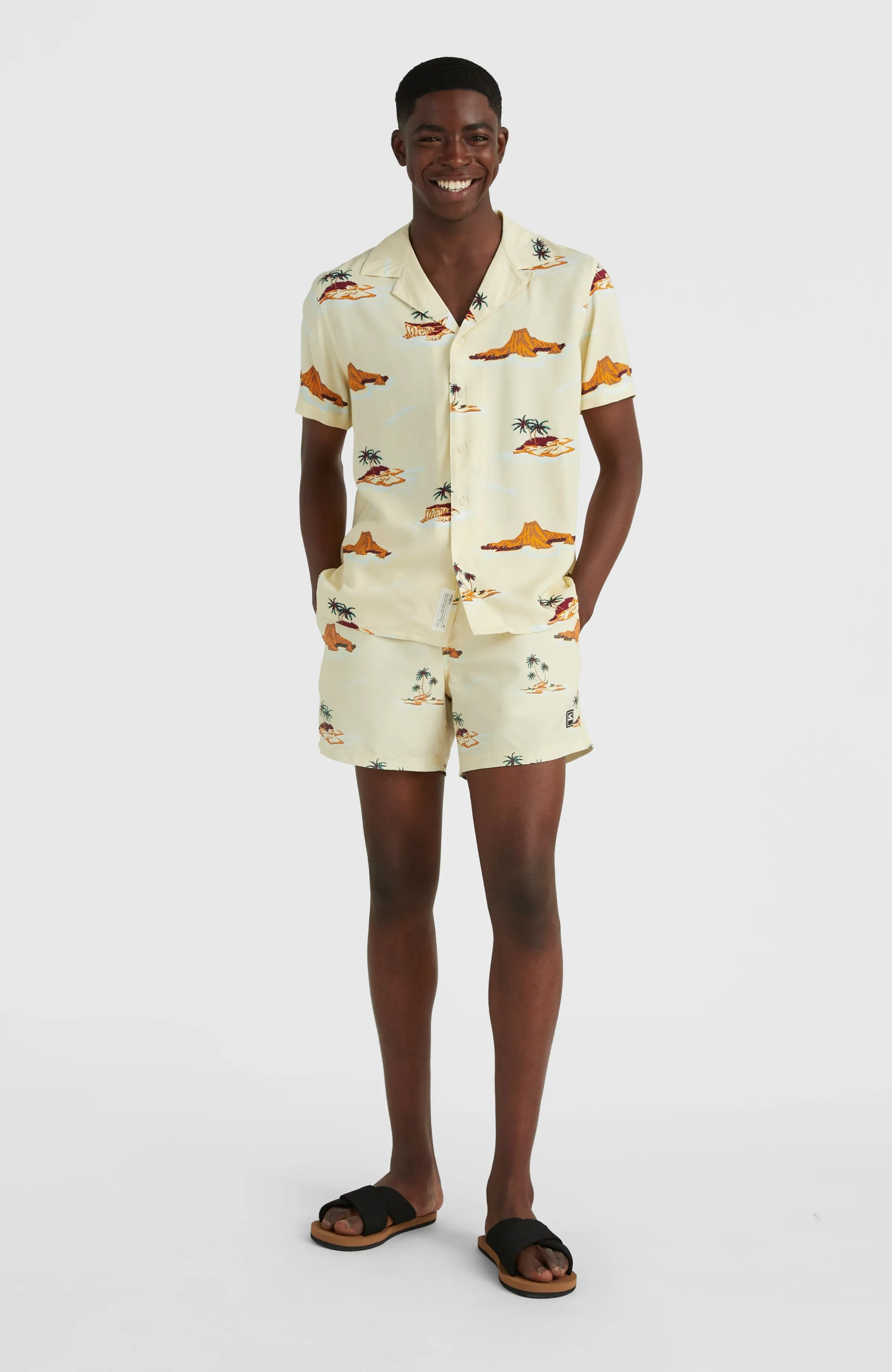 Cali Print 15'' Badehose | Beige Lost Island