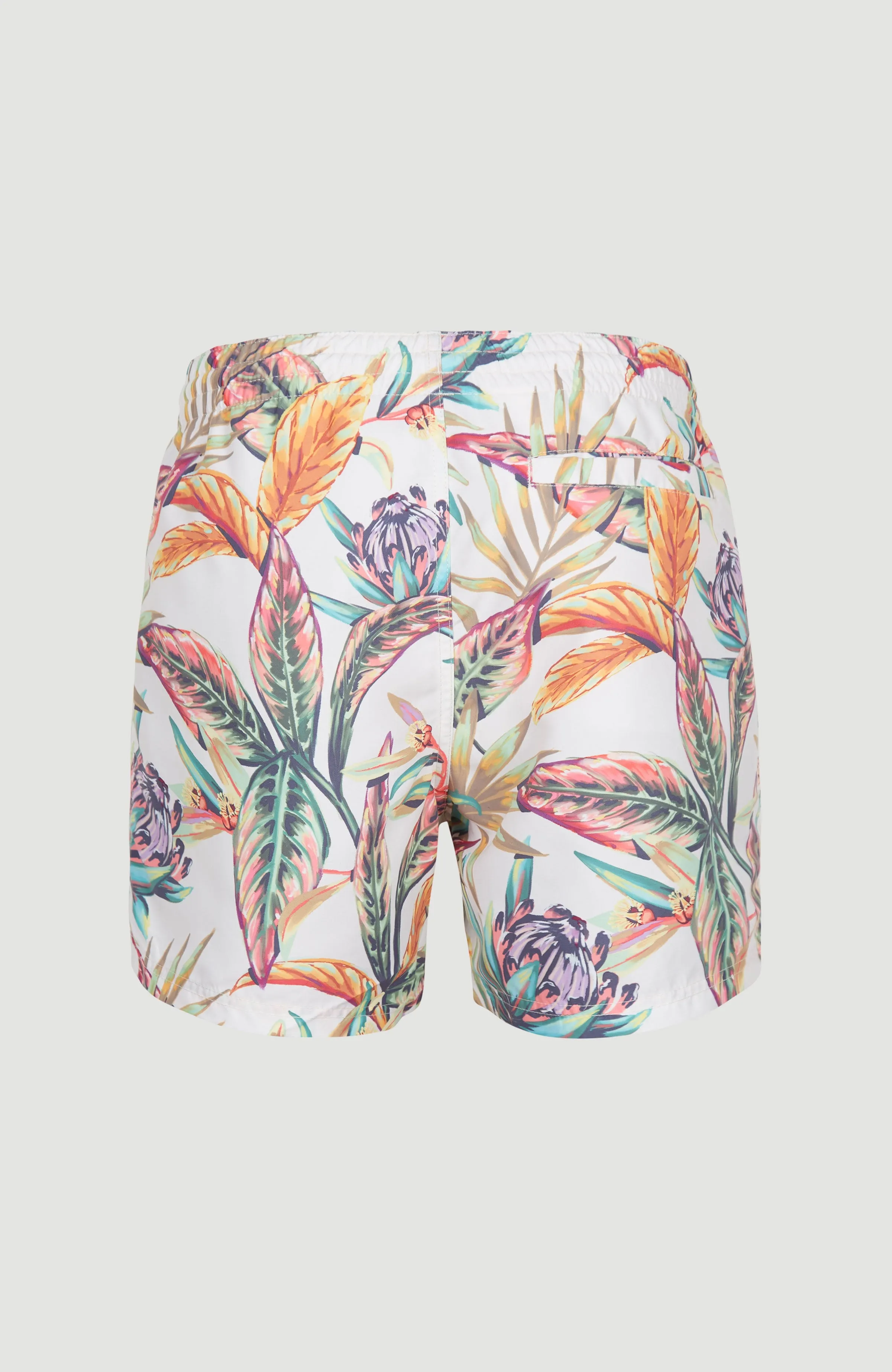 Cali Print 15'' Badehose | White Tropical Flower
