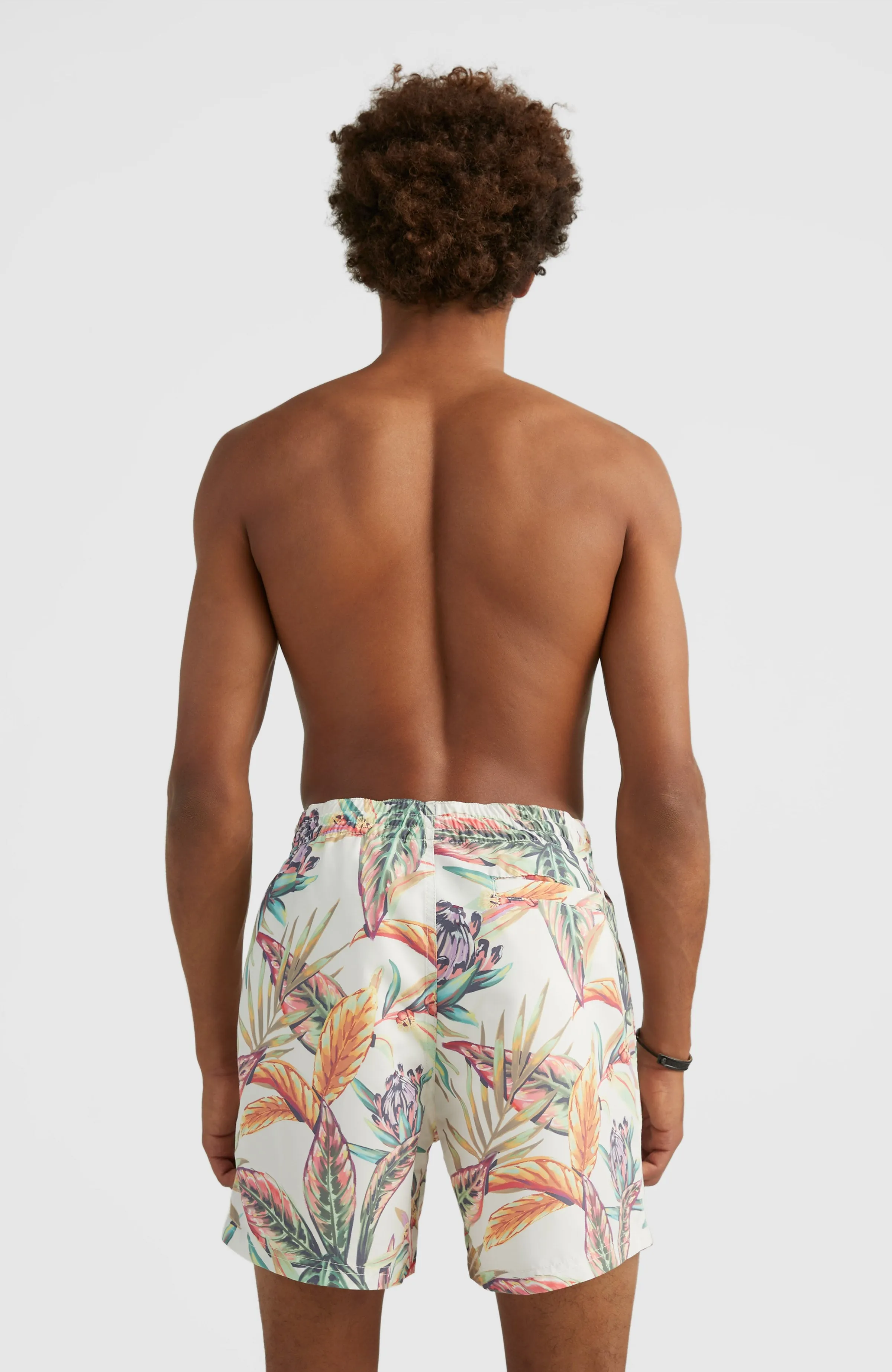 Cali Print 15'' Badehose | White Tropical Flower