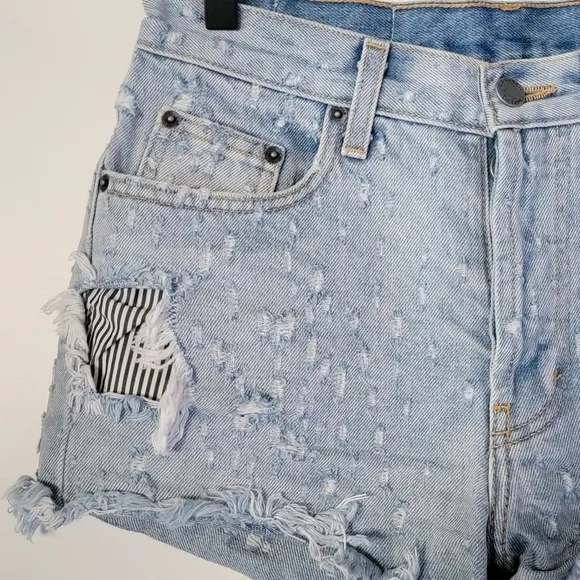 CARMAR distressed button fly cut off jean shorts Size 27