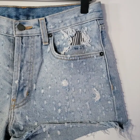CARMAR distressed button fly cut off jean shorts Size 27