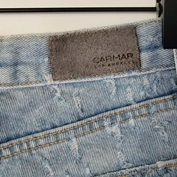 CARMAR distressed button fly cut off jean shorts Size 27