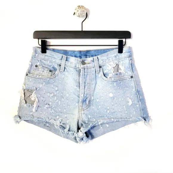 CARMAR distressed button fly cut off jean shorts Size 27