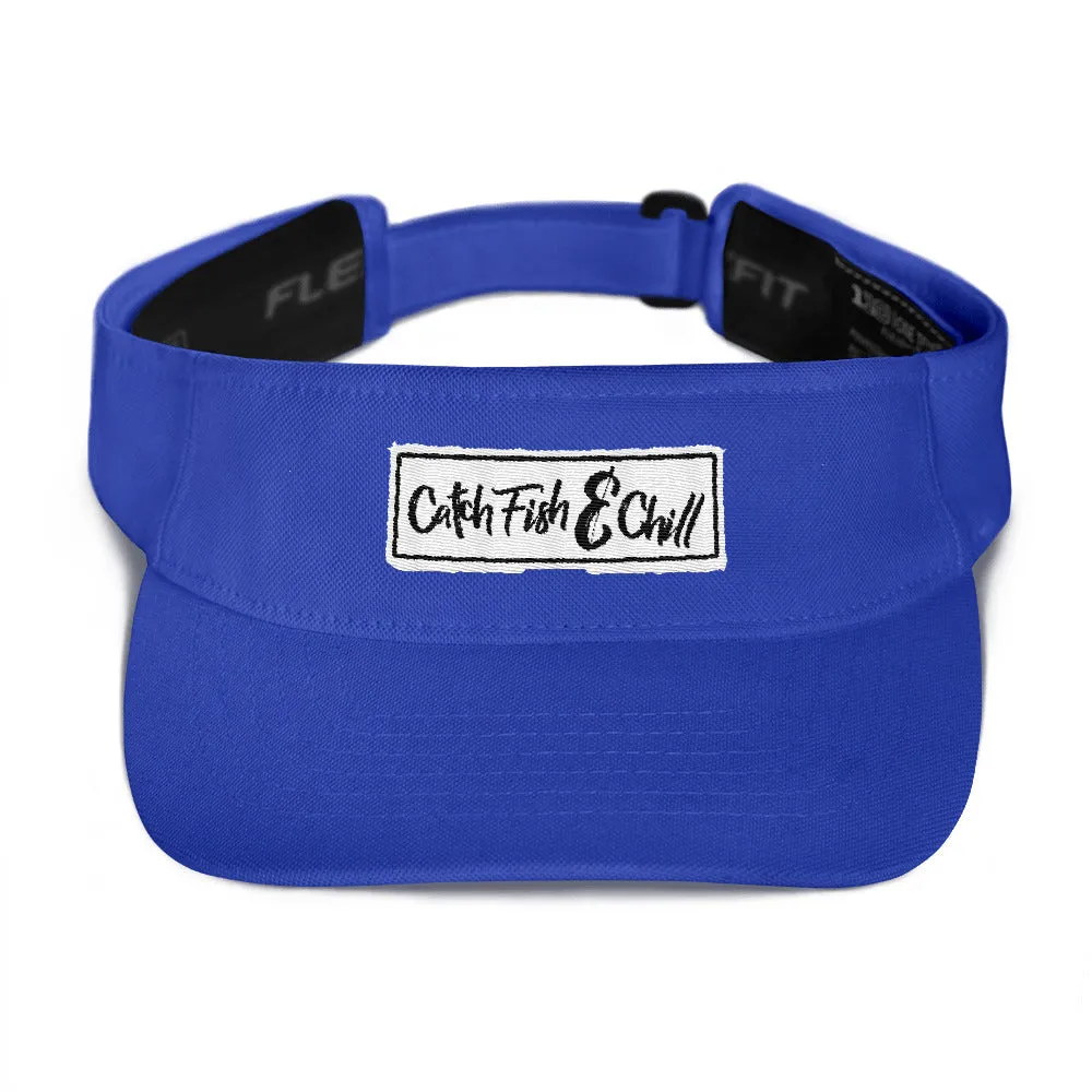 CATCH FISH & CHILL BOX LOGO WHITE FLEXFIT VISOR