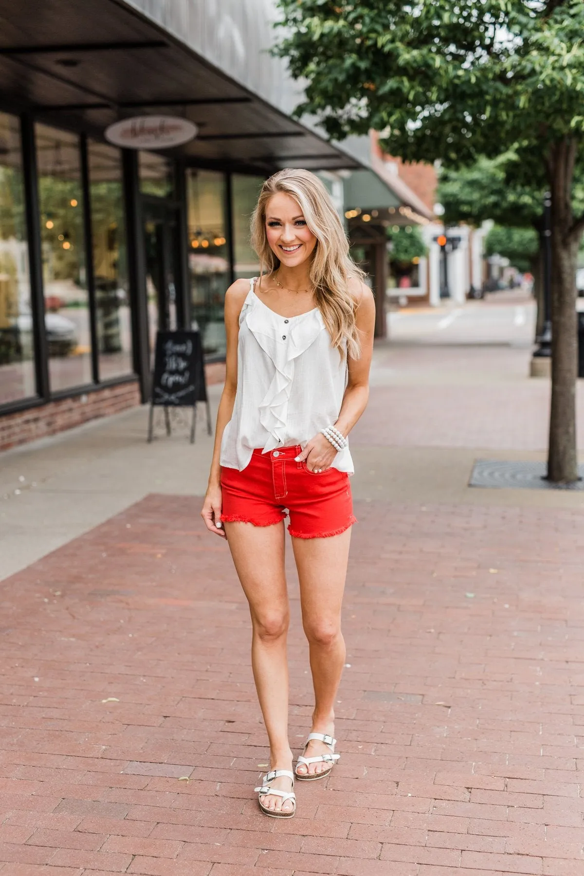 Celebrity Pink Frayed Hem Shorts- Fire Red