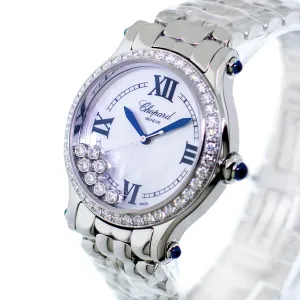 Chopard Happy Sport 33mm Stainless Steel Mother of Pearl Roman/Diamond Dial and Diamond Bezel 278610-3002