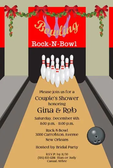 CHRISTMAS BOWLING ALLEY CUSTOM INVITATION
