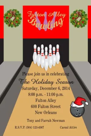 CHRISTMAS BOWLING ALLEY CUSTOM INVITATION