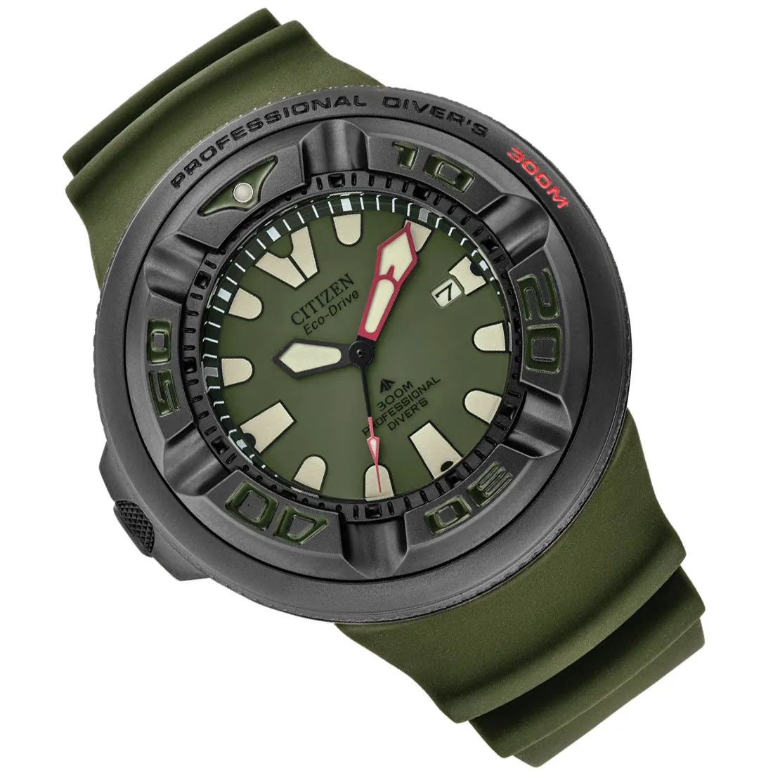 Citizen Ecozilla Promaster Dive BJ8057-09X Green Rubber Black Stainless Steel Diving Watch