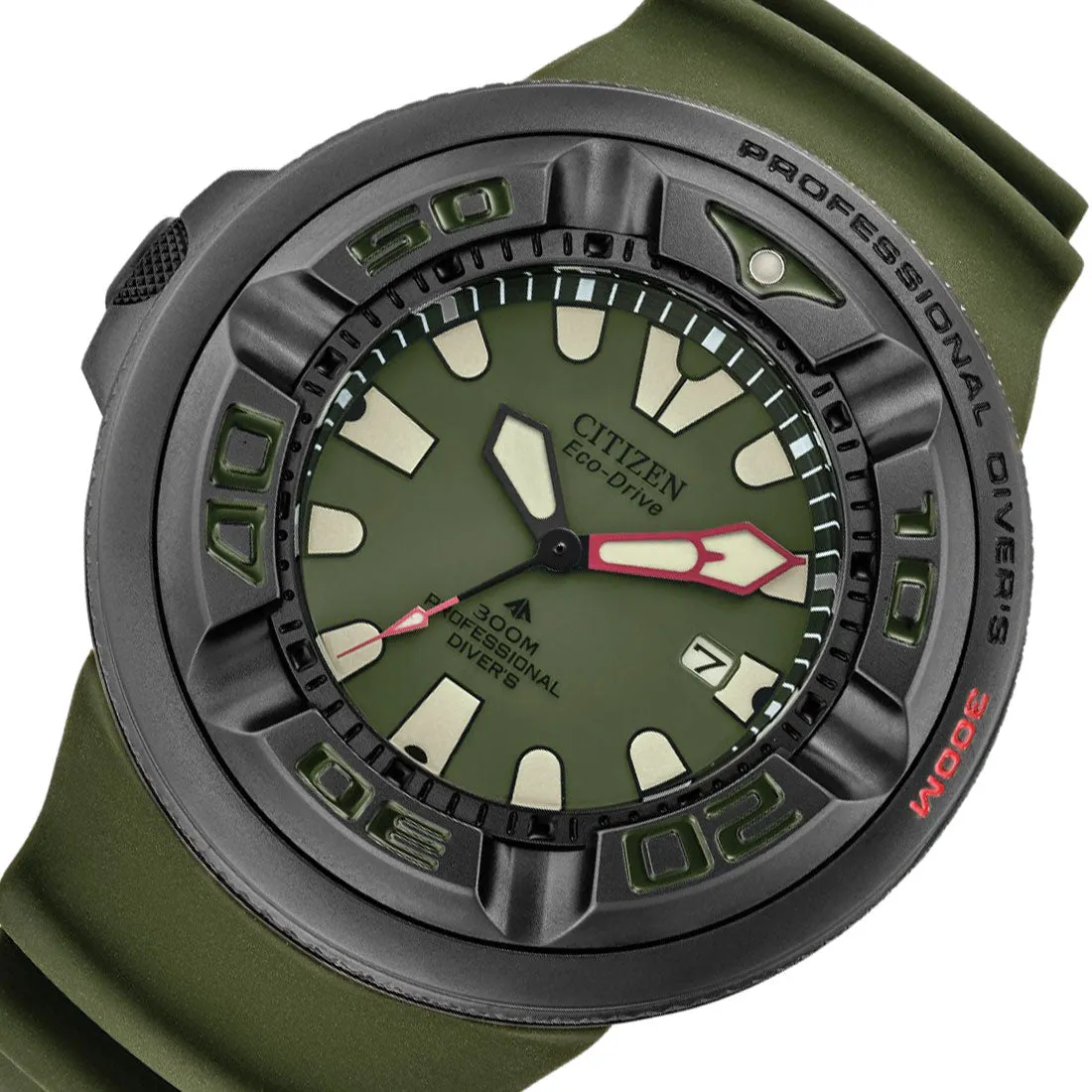 Citizen Ecozilla Promaster Dive BJ8057-09X Green Rubber Black Stainless Steel Diving Watch