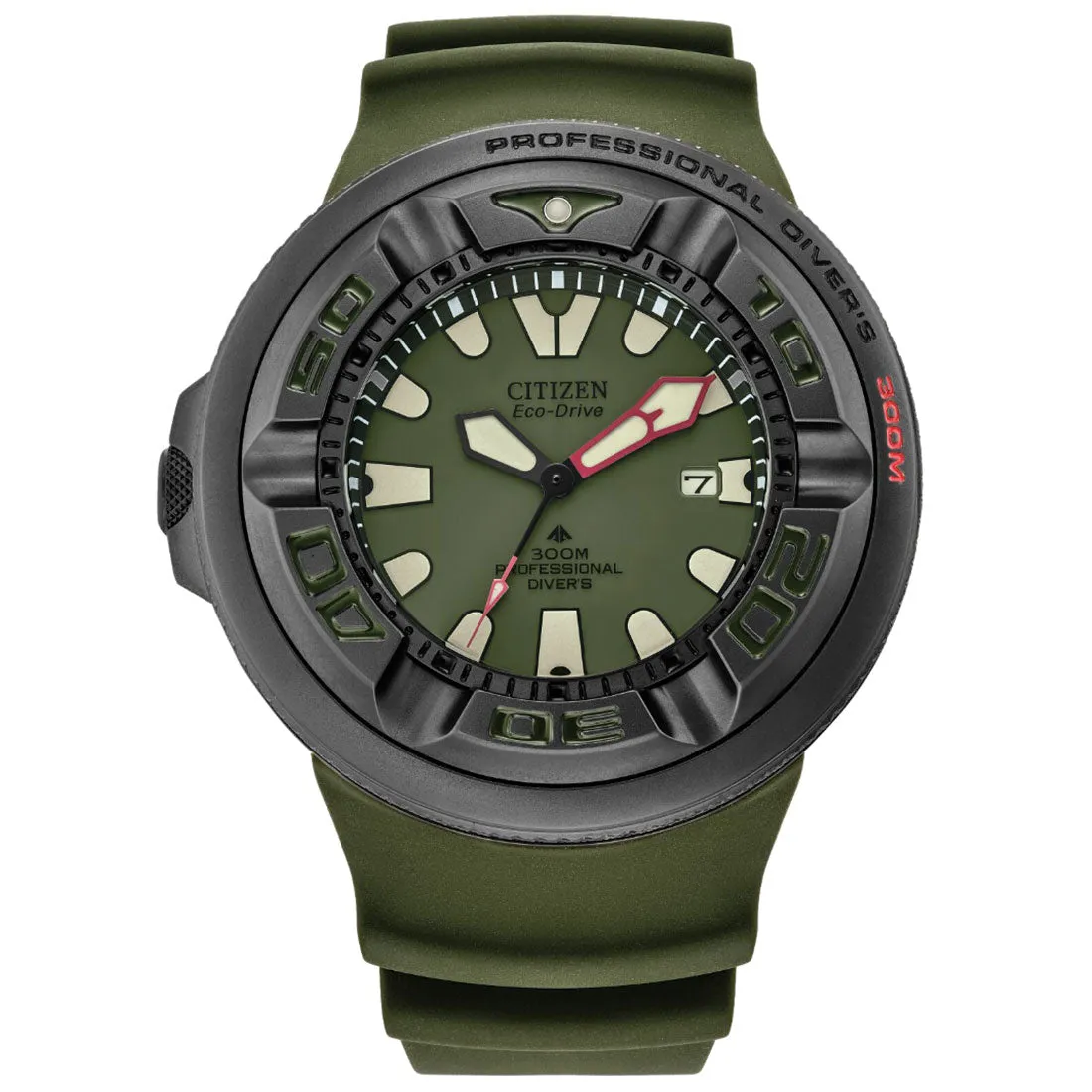 Citizen Ecozilla Promaster Dive BJ8057-09X Green Rubber Black Stainless Steel Diving Watch